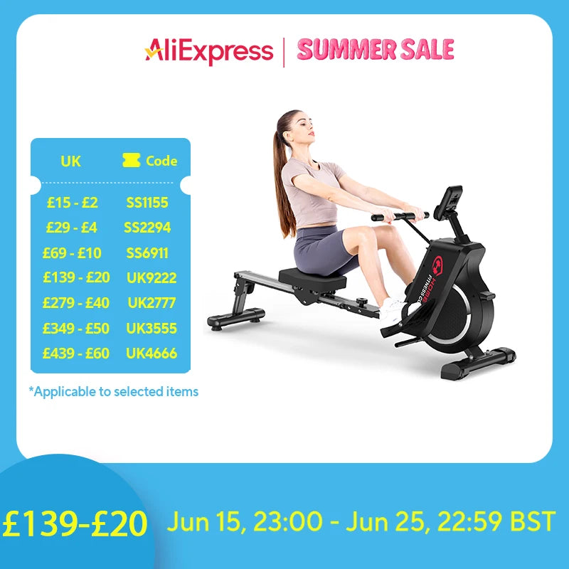 Rowing Machines for Home Gym Rowing Machine with 16 Levels of Adjustable Resistance Durable Slide Rail Magnetic Rower Machine
