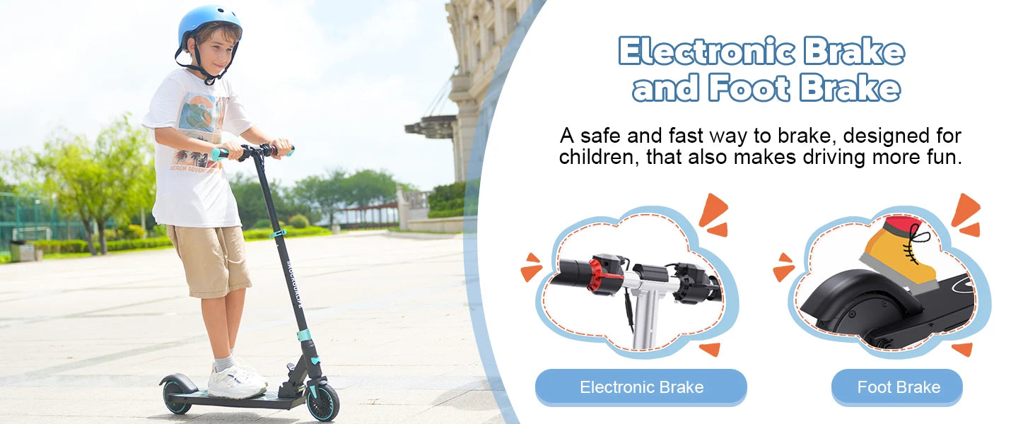 RCB Electric Scooter for Children Aged 8-12-16 Years, Only 7.55KG Foldable Electric Scooters, Two Types of Braking, Max 16 Km