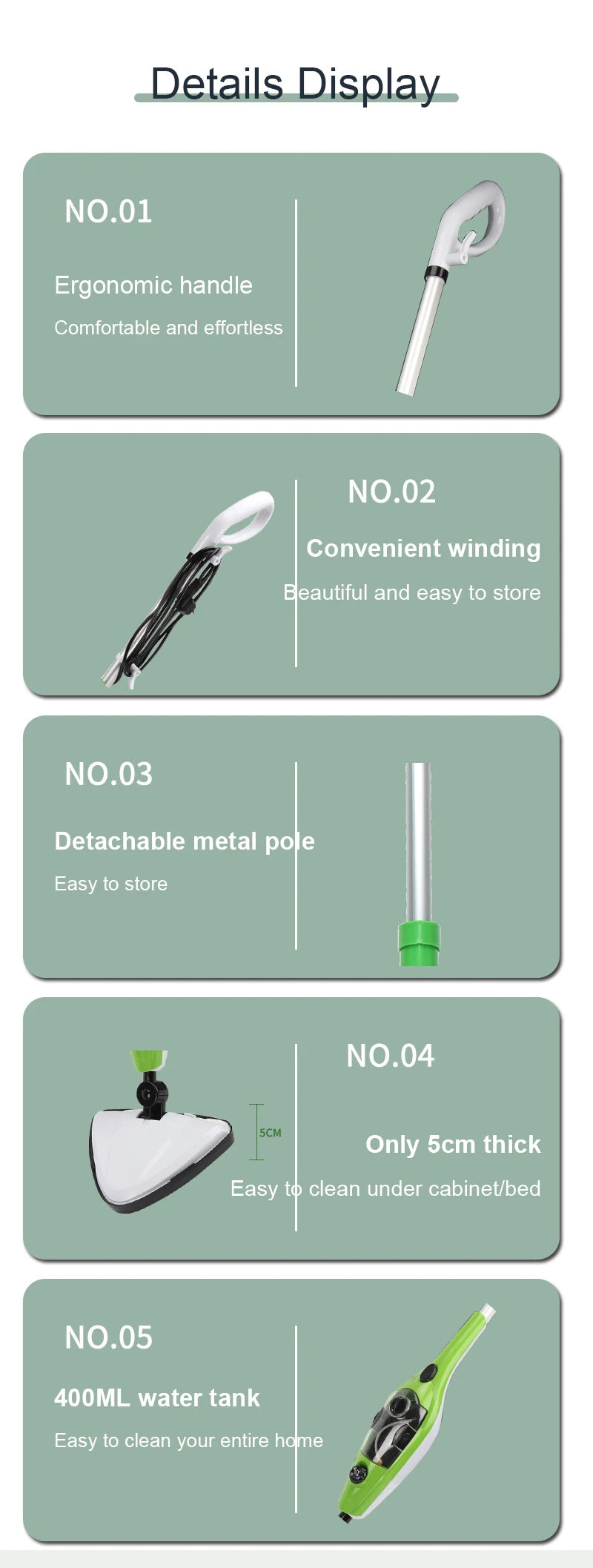 DMWD 1300W Multifunctional Steam mop Quick Drying High temperature sterilization Household mite removal Steam cleaner 110V 220V