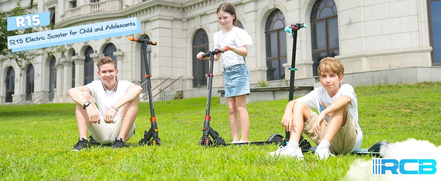 RCB Electric Scooter for Children Aged 8-12-16 Years, Only 7.55KG Foldable Electric Scooters, Two Types of Braking, Max 16 Km