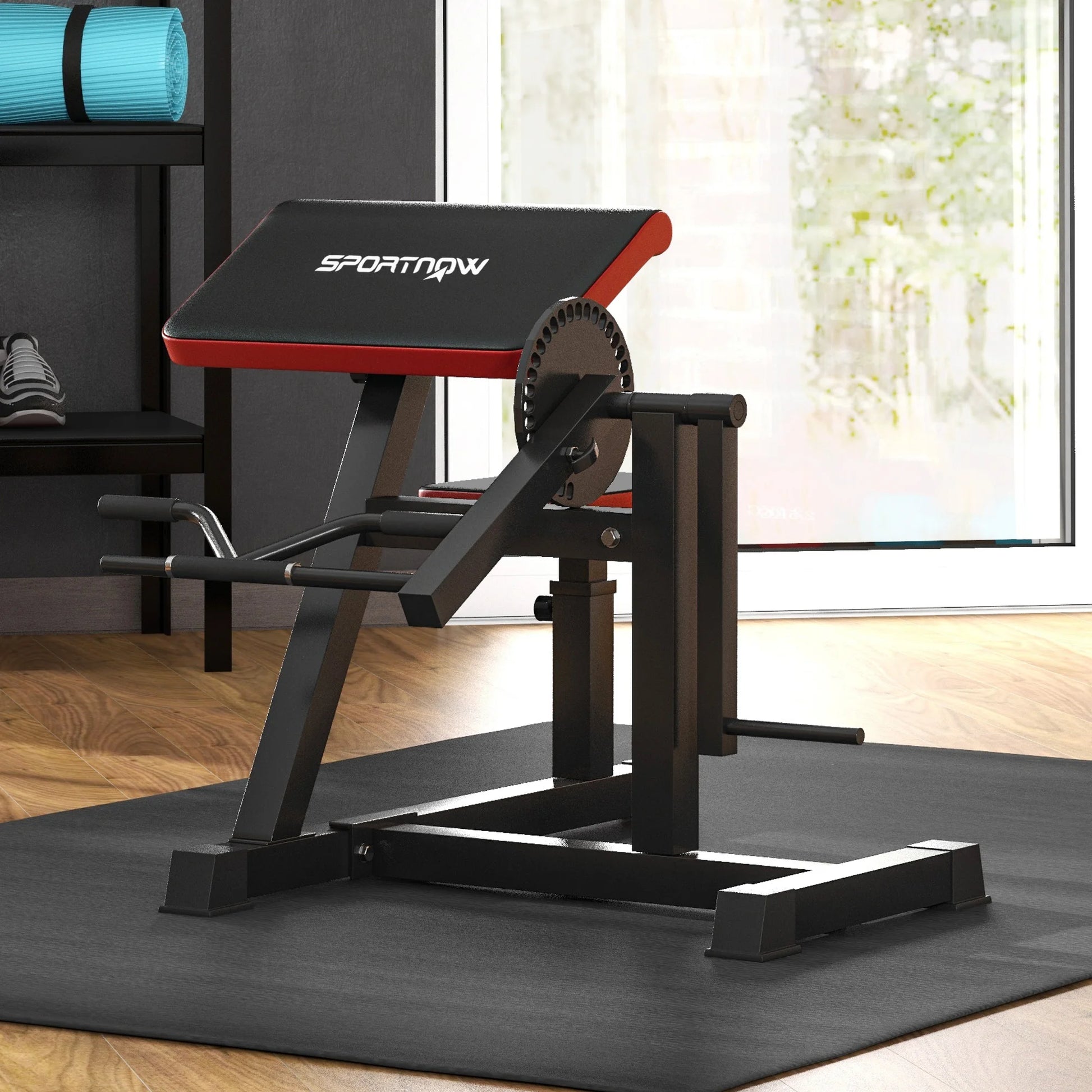 SPORTNOW Adjustable Preacher Curl Bench, Multi-Functional Weight Bench with Handlebar and Elbow Cushion for Home and Outdoor Gym