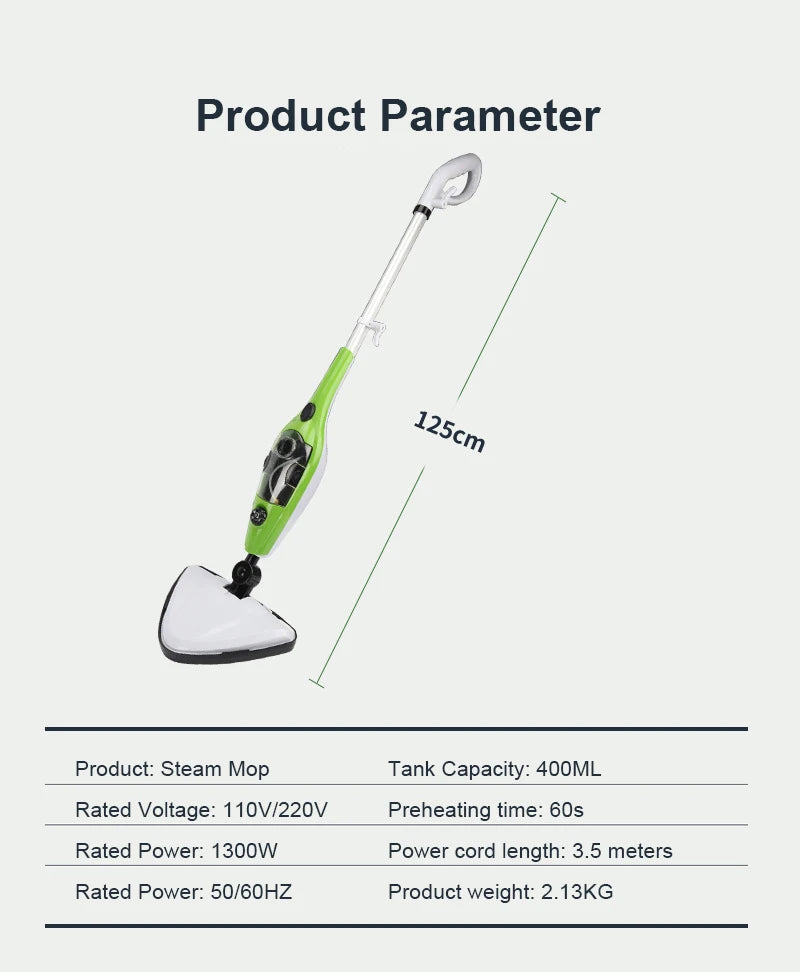 DMWD 1300W Multifunctional Steam mop Quick Drying High temperature sterilization Household mite removal Steam cleaner 110V 220V