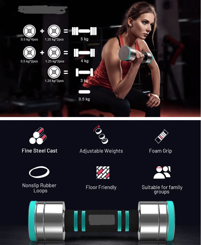 Steel Adjustable Dumbbells Set Dumbbells Hand Weights with Foam Handle for Men Women Home Gym Fitness Dumbbell Training