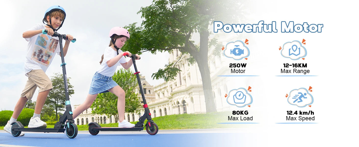 RCB Electric Scooter for Children Aged 8-12-16 Years, Only 7.55KG Foldable Electric Scooters, Two Types of Braking, Max 16 Km