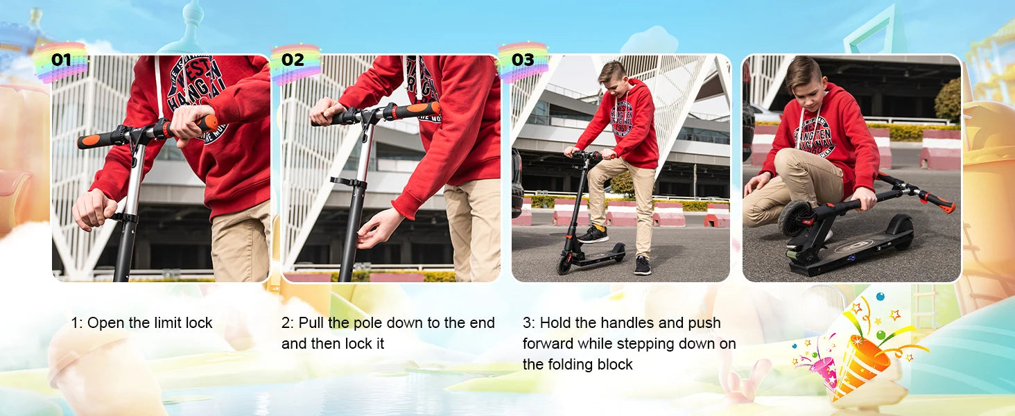 RCB Electric Scooter for Children Aged 8-12-16 Years, Only 7.55KG Foldable Electric Scooters, Two Types of Braking, Max 16 Km