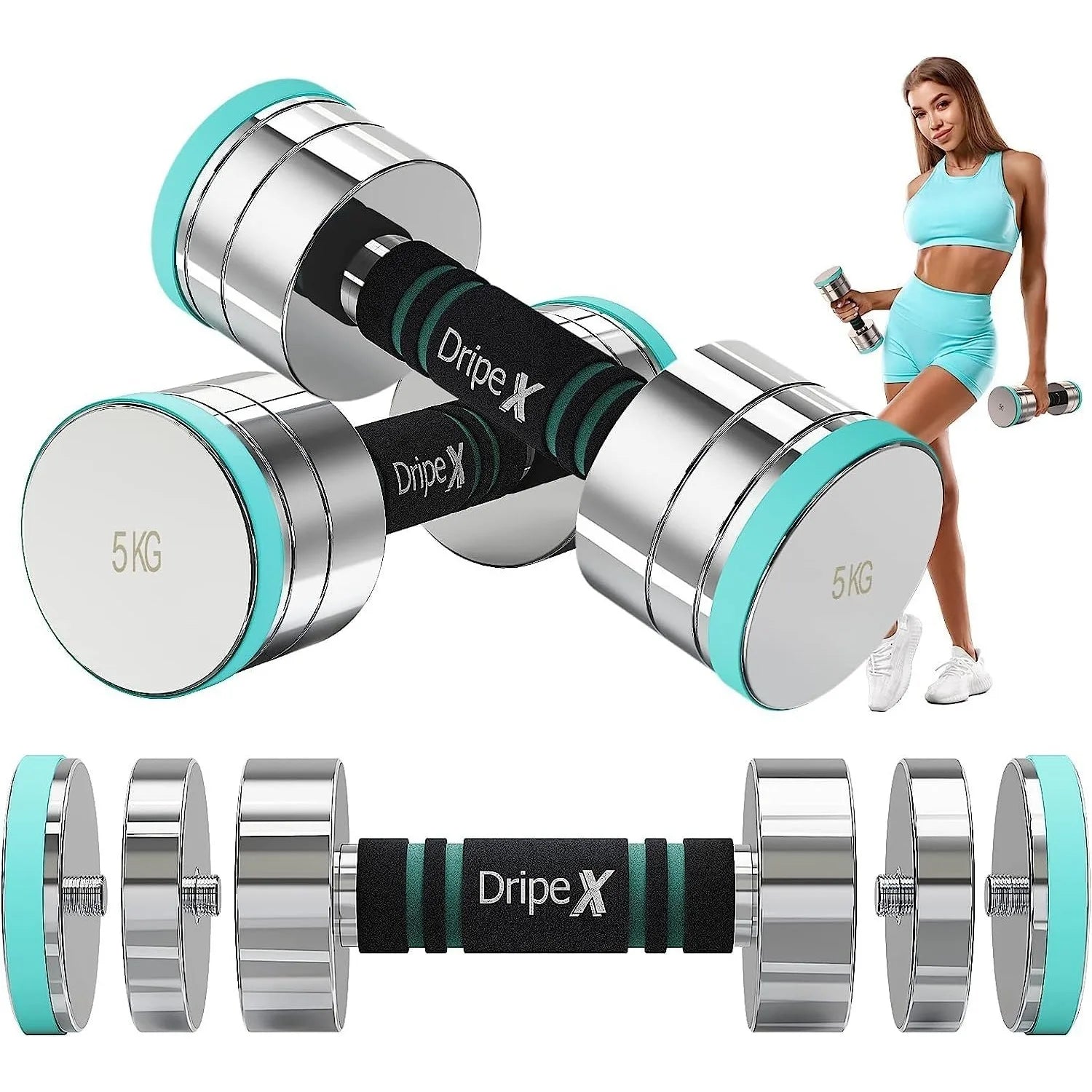 Steel Adjustable Dumbbells Set Dumbbells Hand Weights with Foam Handle for Men Women Home Gym Fitness Dumbbell Training