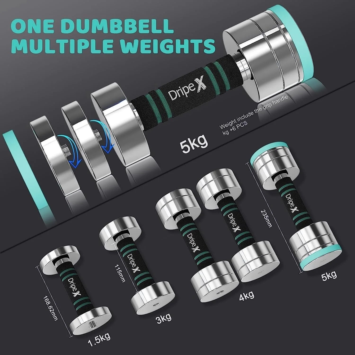 Steel Adjustable Dumbbells Set Dumbbells Hand Weights with Foam Handle for Men Women Home Gym Fitness Dumbbell Training